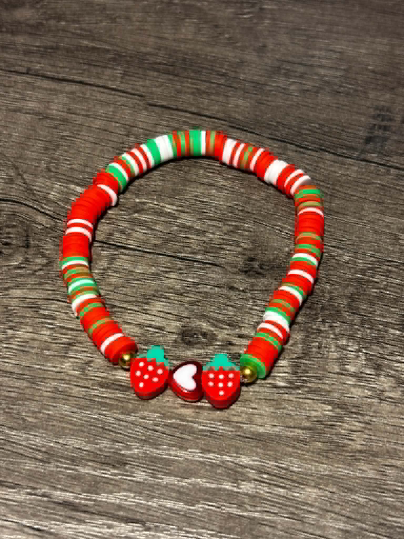 Strawberry Crush Clay Bead Bracelet